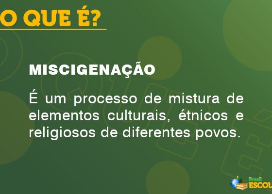 Imagem verde com texto sobre o que é miscigenação.