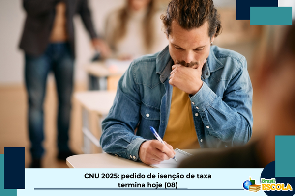 Homem fazendo prova. Texto: título da notícia